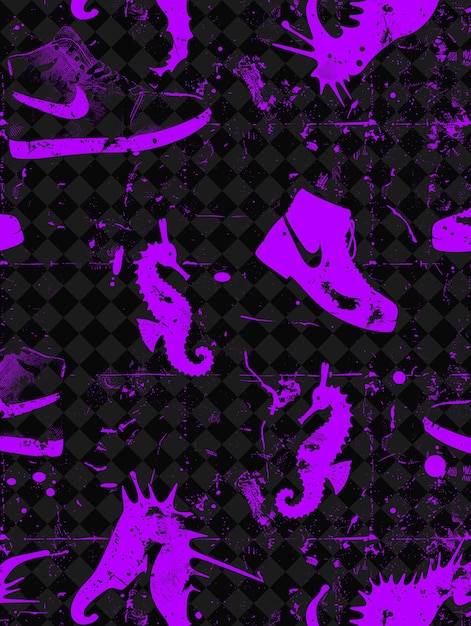 PSD discarded shoes with torn and ragged shapes and seahorse sil creative texture background designs