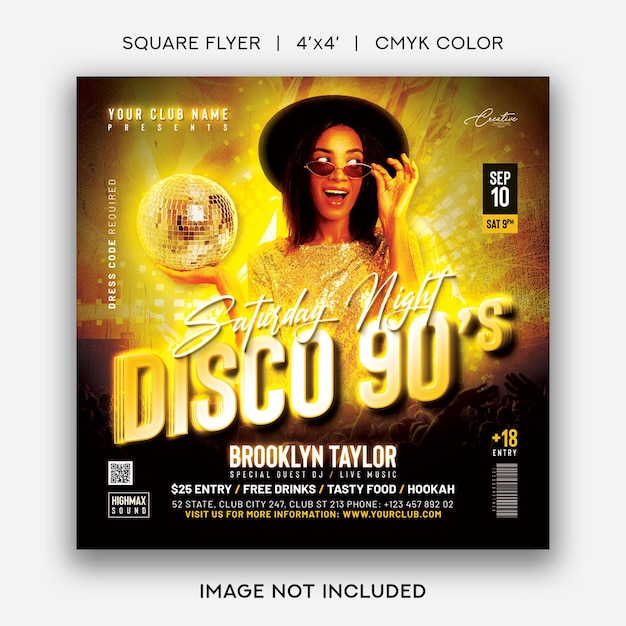 Disco 90s Night Party Flyer Template