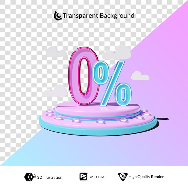 Discount 0 Percent off Promotion Offer with podium 3d illustration