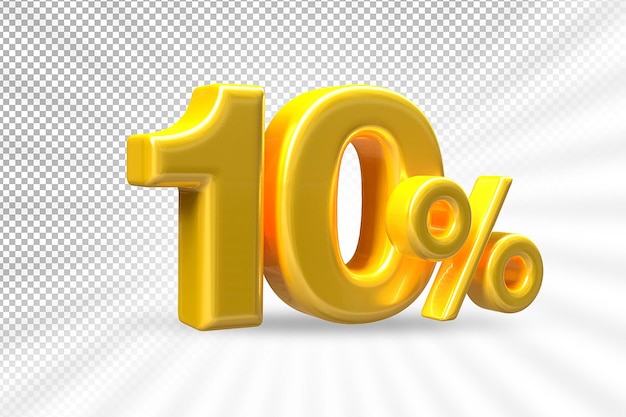 Discount 10 percent luxury gold offer in 3d