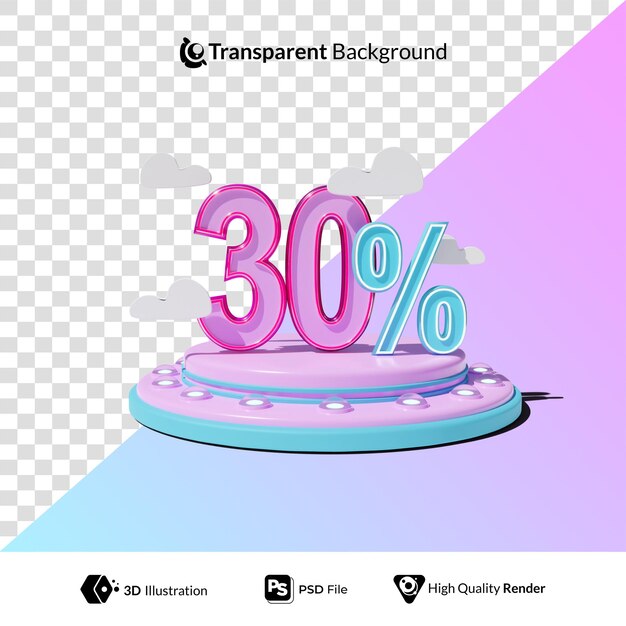 Discount 30 Percent off Promotion Offer with podium 3d illustration