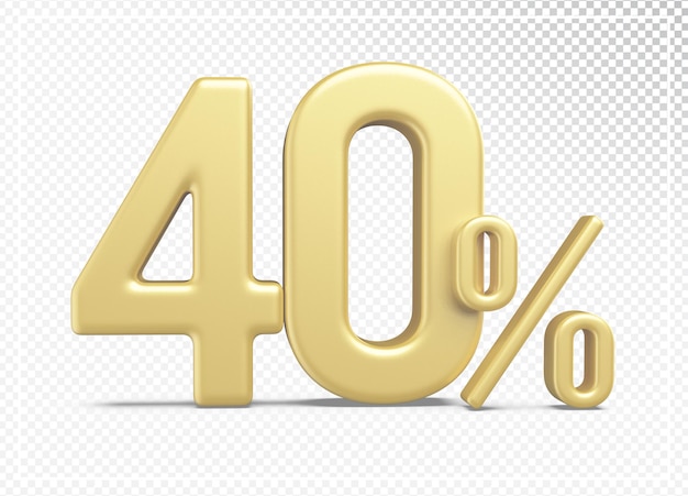 Discount 40 percent gold 3d number