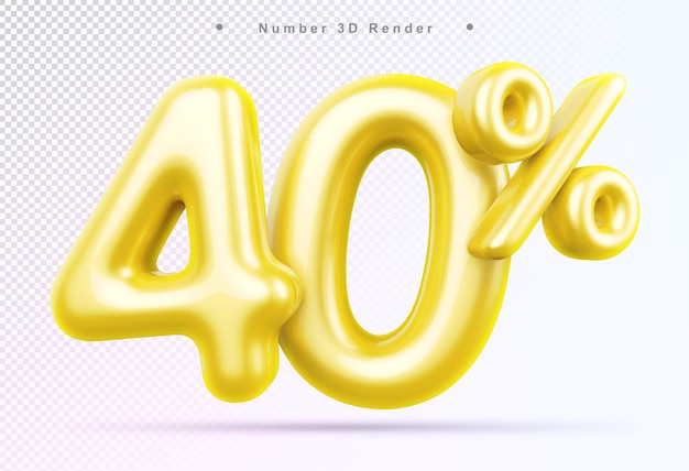 Discount 40 percent gold number 3d