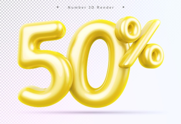 Discount 50 percent gold number 3d