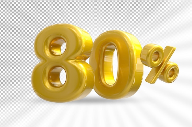 Discount 80 percent luxury gold offer in 3d