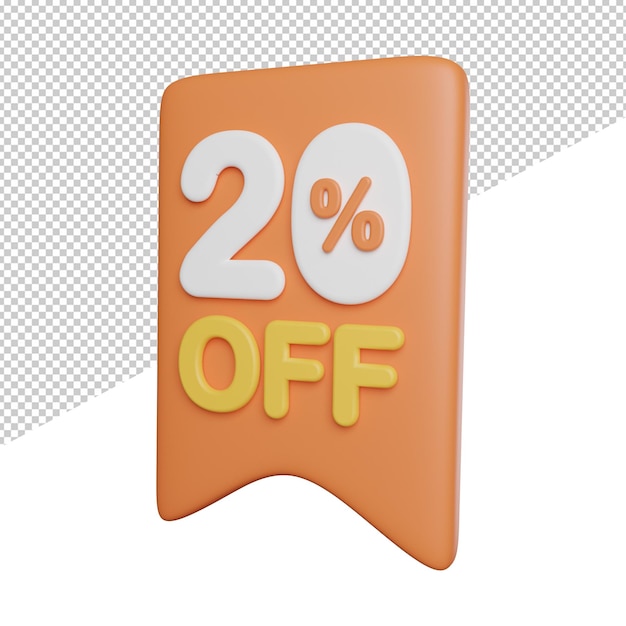 Discount Badge Percentage side view 3d rendering icon illustration on transparent background