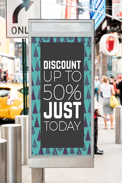 Discount billboard mock-up on street