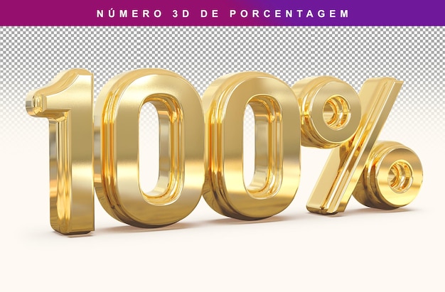 Discount Number 100 Percentage 3D Gold Modern