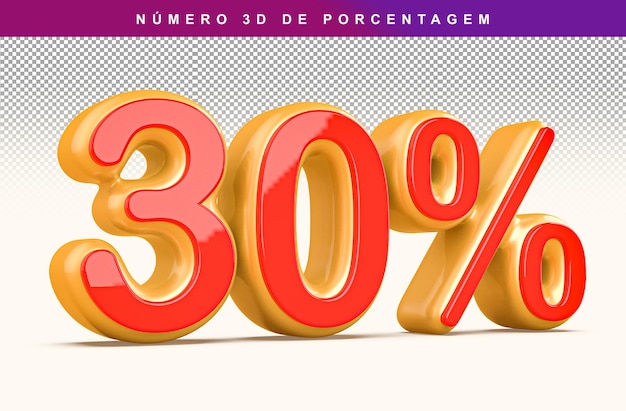 Discount Number 30 Percentage 3D Modern Red