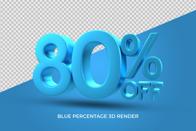 discount percentage 3D render blue color