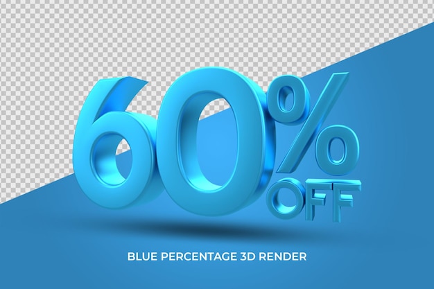 discount percentage 3D render blue color