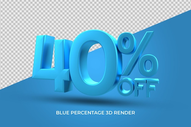 discount percentage 3D render blue color