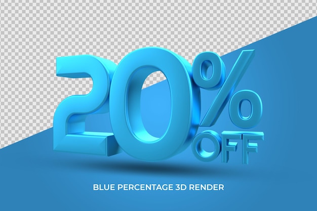 discount percentage 3D render blue color