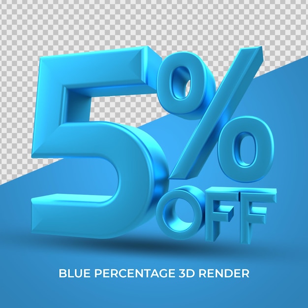 discount percentage 3D render blue color