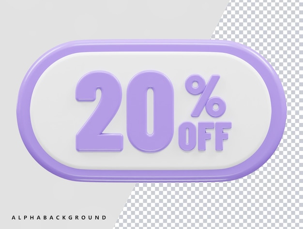 Discount sale percent icon 3d rendering transparent illustration