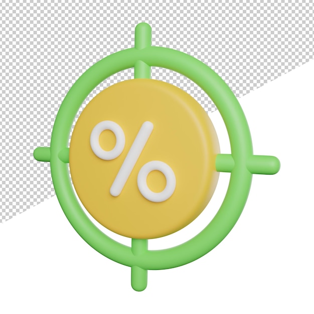 Discount Sale Target side view 3d rendering icon illustration on transparent background