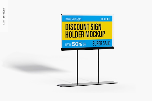 Discount Sign Holder Mockup, Left View