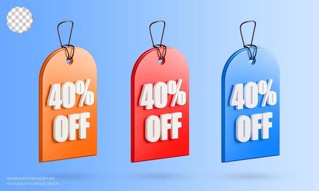 Discount tag 3d icon. Discount sale banner, sale template, promo banner tag