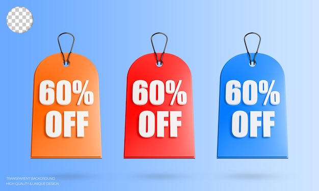 Discount tag 3d icon. Super sale or promotional sale discount banner