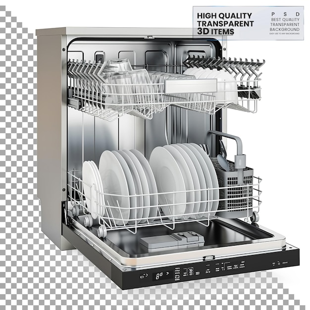 Dishwasher Appliance for Washing Dishes Automatically on Transparent Background