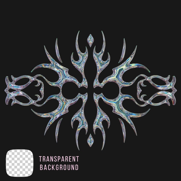 Dispersion glass tribal tattoo shape 3d rendering psd