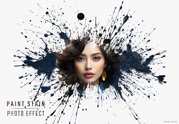 Dispersion photo effect with paint splash Mockup