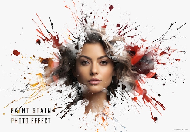 Dispersion photo effect with paint splash Mockup