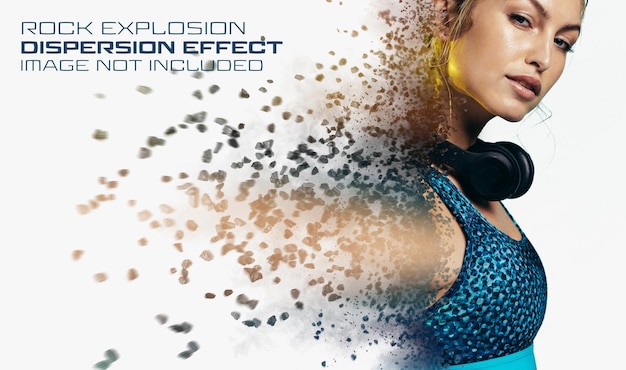 Dispersion photo effect with Rock Explosion Mockup