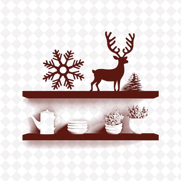 PSD a display of a deer on a shelf with a deer on it