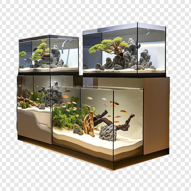 PSD a display of fish and aquariums with a plant in it