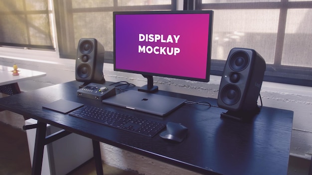 Display mockup screen mockup monitor mockup setup mockup gaming setup