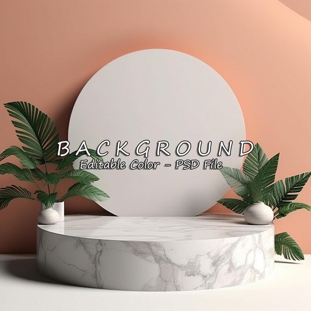 PSD display podium marble and leaves ai generated image