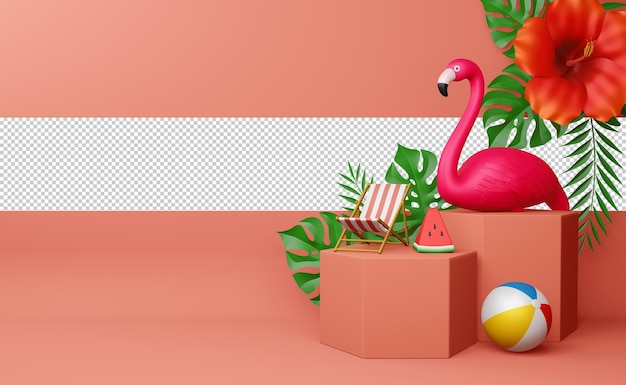 Display summer sale template, summer season in 3d rendering