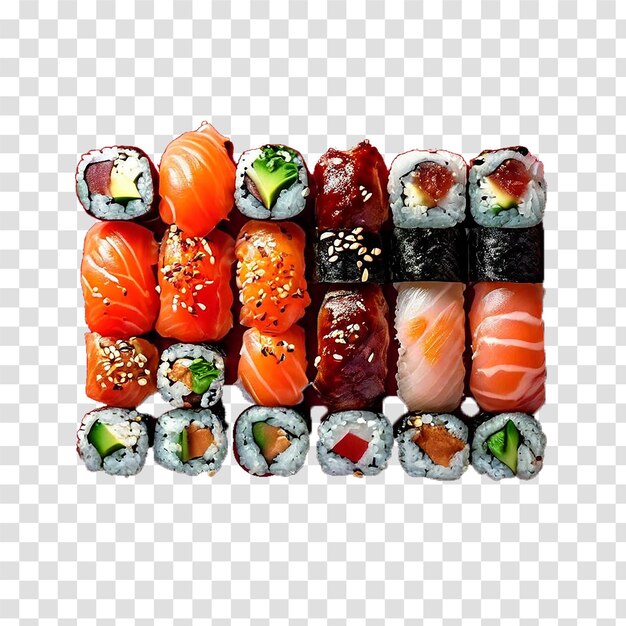 a display of sushi with different types of sushi