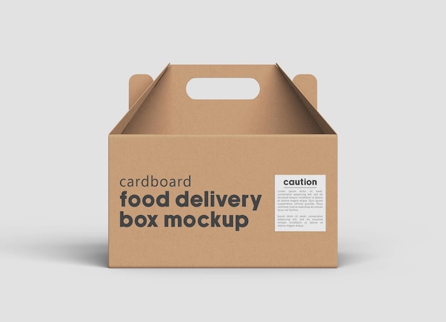 PSD disposable brown food delivery box packaging mockup