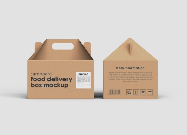 Disposable Brown Food Delivery Box packaging Mockup