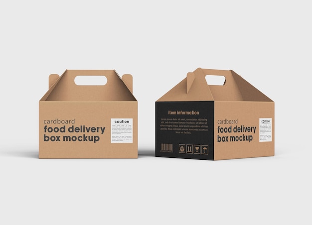 PSD disposable brown food delivery box packaging mockup