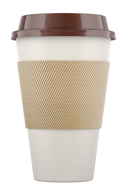 PSD disposable cup with lid for takeaway 3d rendering isolated on transparent background