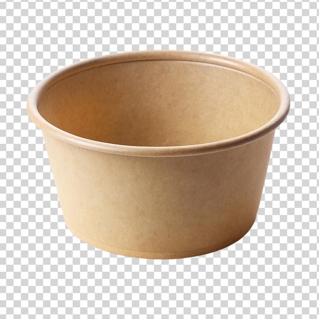 Disposable kraft paper bowl isolated on transparent background