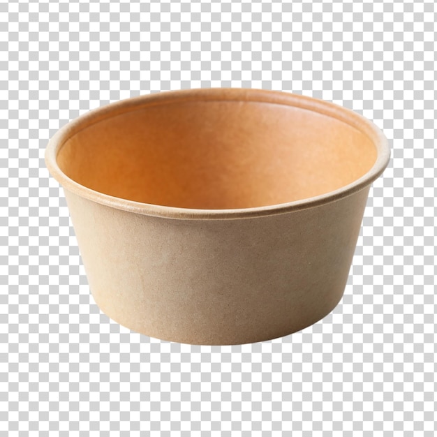 Disposable kraft paper bowl isolated on transparent background