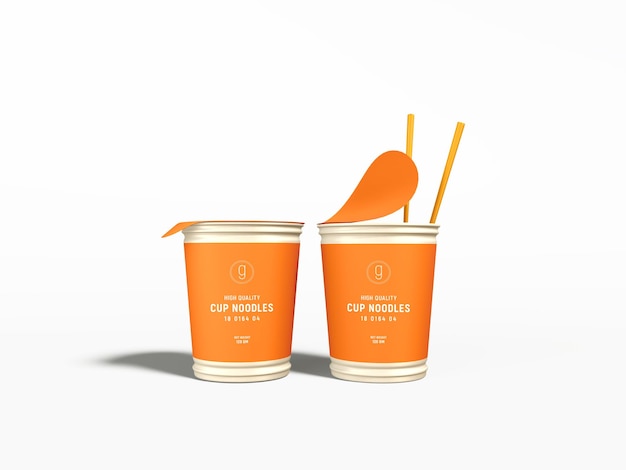 Disposable Plastic Noodle Cup Packaging Mockup