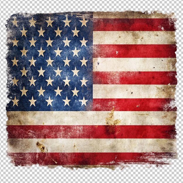 PSD distressed american flag on transparent background