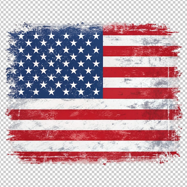 PSD distressed american flag on transparent background