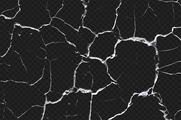 Distressed Crack Texture Overlay Isolated on Transparent Background