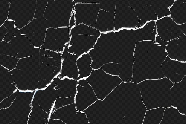 Distressed Crack Texture Overlay Isolated on Transparent Background