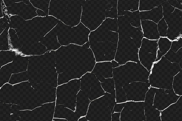 Distressed Crack Texture Overlay Isolated on Transparent Background