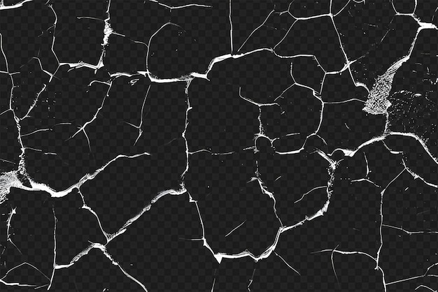 Distressed Crack Texture Overlay Isolated on Transparent Background