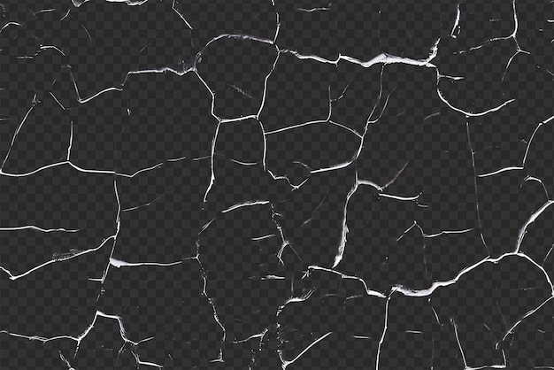 Distressed Crack Texture Overlay Isolated on Transparent Background