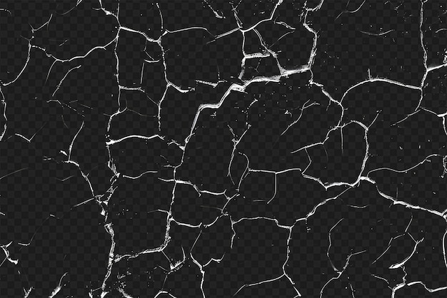 Distressed Crack Texture Overlay Isolated on Transparent Background