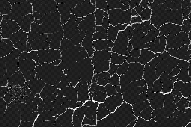 Distressed Crack Texture Overlay Isolated on Transparent Background